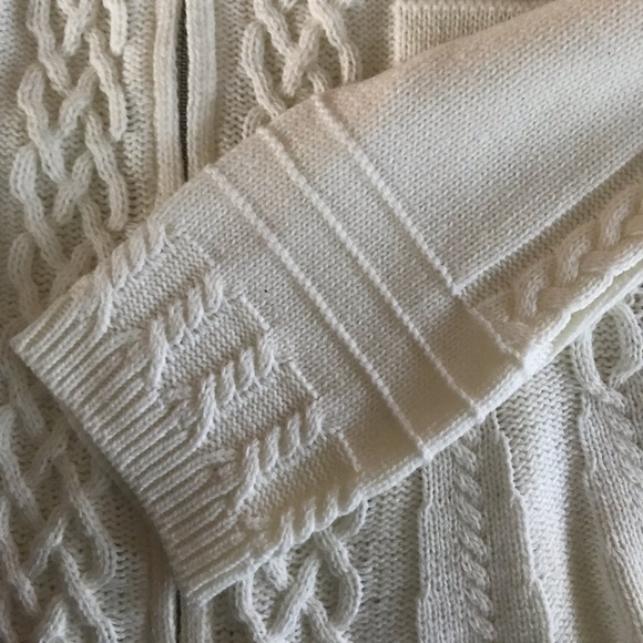🩷Mystree | Women’s ivory long sleeve zip front cable knit cardigan sweater, sz S - Picture 2 of 14
